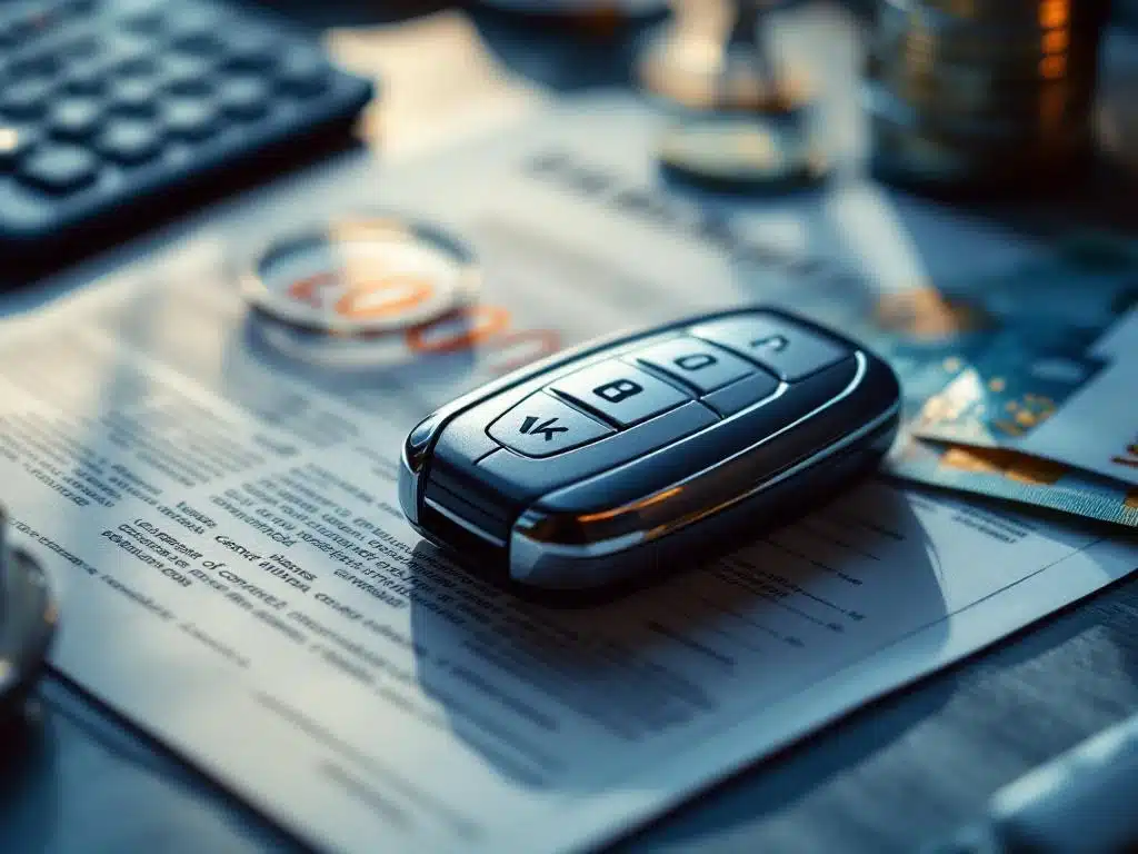 autolease-contract-financiering-calculator-euro.jpg Moderne autosleutel op leasingcontract met eurobiljetten en calculator op professioneel bureau